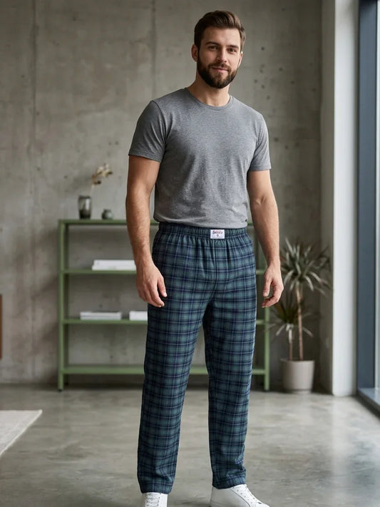 Mens Trouser Blue Check