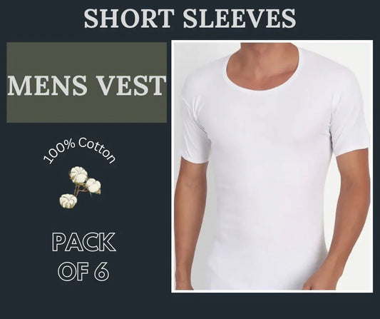 Pack of 6 Mens vest (Short Sleeves)