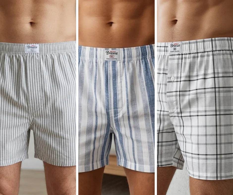 Pack of 3 Mens Woven Boxers Design 4