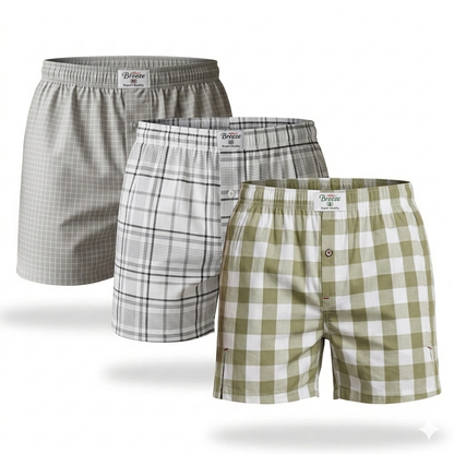 Pack of 3 Mens Woven Boxers Design 3