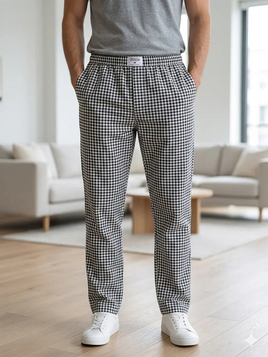 Mens Trouser Black White Print