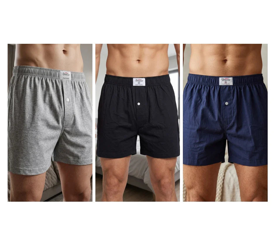 Pack of 3 Mens Cotton Boxers Loose Fit