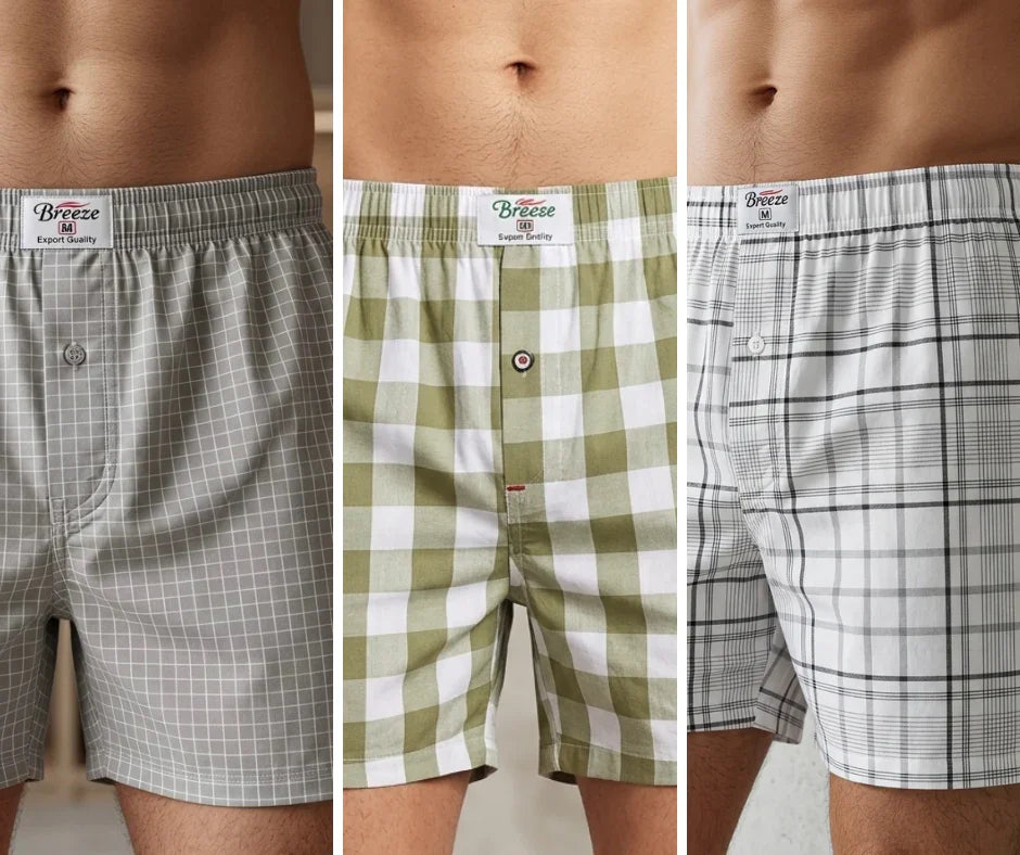 Pack of 3 Mens Woven Boxers Design 3