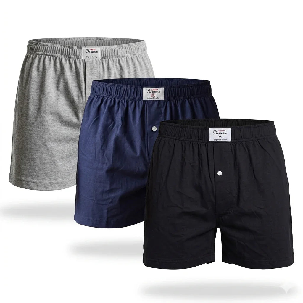 Pack of 3 Mens Cotton Boxers Loose Fit