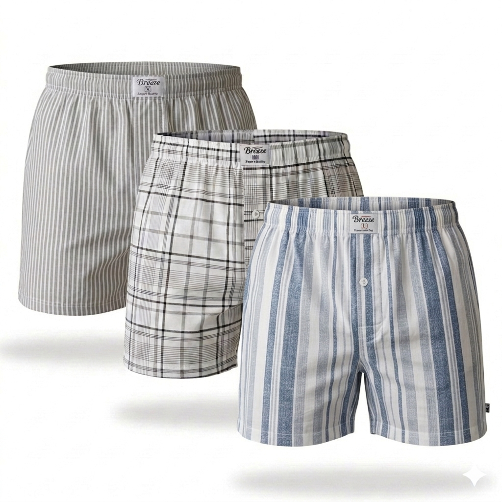 Pack of 3 Mens Woven Boxers Design 4
