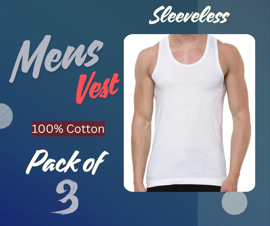 Pack of 3 Mens vest (sleeveless)