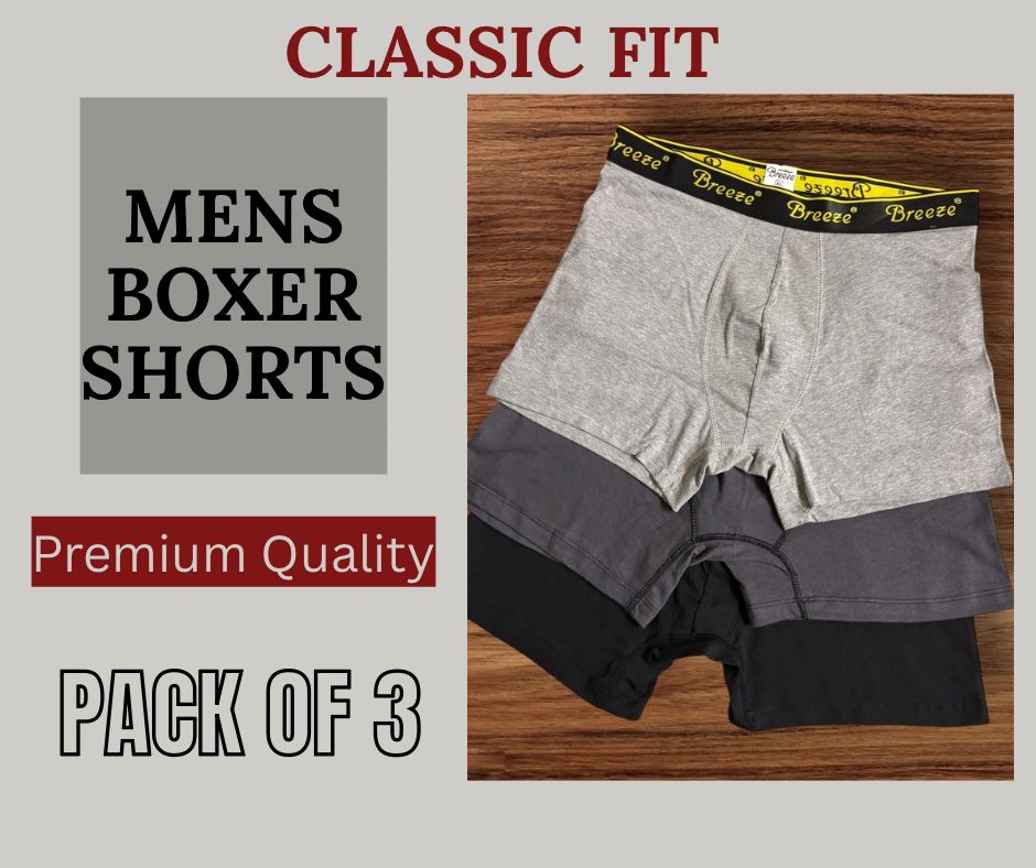 Pack of 3 Mens Cotton Boxers Assorted Colors